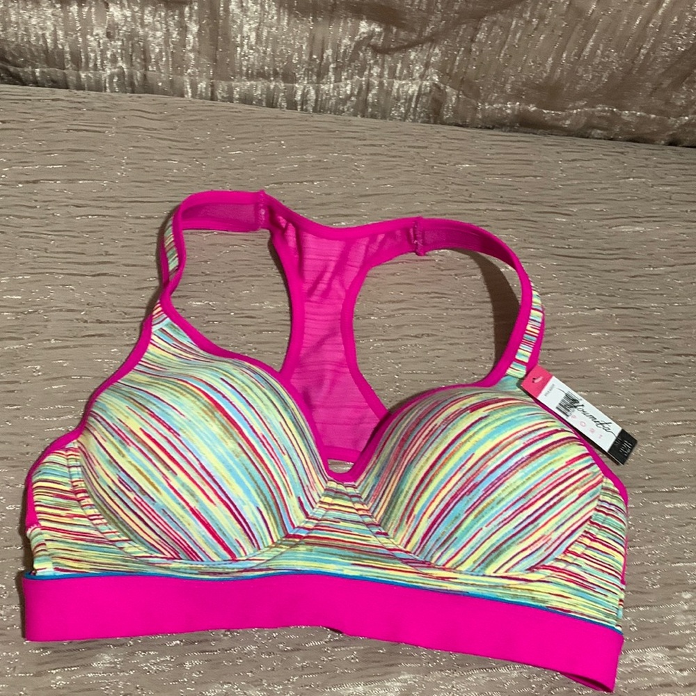 Youmita Sports Bra Pink Yellow Green NWT 32B